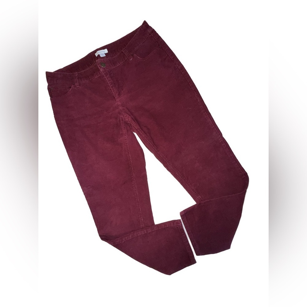 Garnet Hill Maroon Burgundy Corduroy Pants Organic Cotton 10 Petite - Picture 3 of 14